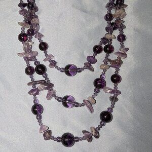 You and I Amethyst & Purple Glass Beaded Necklace 4124
